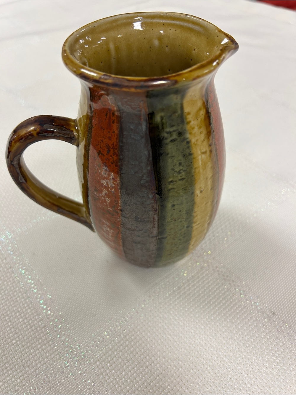Otagiri stoneware small multicolor striped pitcher
